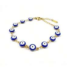 1 pieza Pulsera de ojo azul del mal chapada en oro de 18K, pulsera de cadena minimalista y elegante, a juego para parejas, accesorio de moda con amuleto de la suerte, versátil para uso casual, fiesta, vacaciones, adecuado como regalo para novia, mejor amiga, San Valentín, graduación, cumpleaños - Pulsera del Ojo Turco - Ver 5