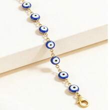 1 pieza Pulsera de ojo azul del mal chapada en oro de 18K, pulsera de cadena minimalista y elegante, a juego para parejas, accesorio de moda con amuleto de la suerte, versátil para uso casual, fiesta, vacaciones, adecuado como regalo para novia, mejor amiga, San Valentín, graduación, cumpleaños - Pulsera del Ojo Turco - Ver 3