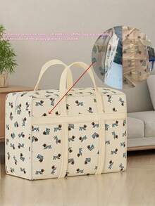 1pc Large Capacity Storage Bag, Made Of Thick And Durable Polyester Fabric With Cute Dog Pattern. Foldable Design Saves Space, With Portable Handle, Suitable For Travel, Moving, Organizing Clothes, Bedding And Miscellaneous Items. Practical Home Storage And Organization Tool, Great Holiday Essential, Fashionable Room Decor, Also Suitable For Squishies Collection. - Multicolor - View 8