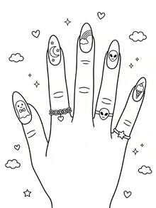 Fancy Fingers：5至10歲兒童美甲藝術著色與活動書：設計、玩樂與創造趣味美甲設計、遊戲與挑戰 - 填色本 - 查看 3