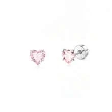 5 Pairs Women's Hypoallergenic Earrings, Cute Screw Back Earrings, Surgical Steel Cute Pink Butterfly Heart Flower CZ Flat Back Studs - 5 Pairs Of Pink Stud Earrings + Butterfly Stud Earrings - View 5
