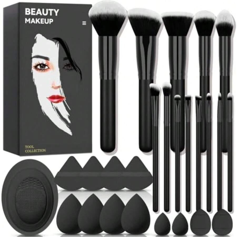 Makeup Brushes 26 Pcs Makeup Kit, Foundation Brush Eyeshadow Brush Make up Brushes Set - Negro - Ver 1