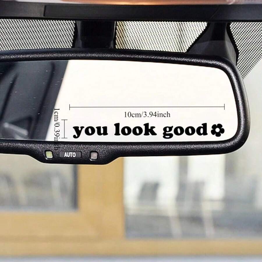 3pcs "You Look Good" Cute Personalized Car Stickers, Vinyl Waterproof Sunproof, Suitable For Rearview Mirror, Self-Affirmation Decorative Mirror, Makeup Mirror Cute Decorative Stickers, Creative Car Window Decor - You Look Good - View 1