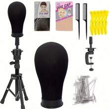 Adjustable Tripod Wig Stand With Table Clamp + Canvas Mannequin Head, Complete Wig Styling And Daily Care Wig Making Set - View 14