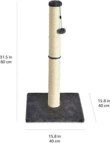 Cat Scratching Post For Indoor Cats 80cm Grey With Dangling Toy Natural Sisal Scratcher - Standard (80 Cm) - View 5