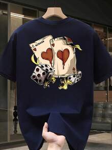 Camiseta de manga corta gruesa de verano para hombre con estampados modernos, estilo coreano y japonés versátil - Negro - Ver 6