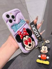 This Disney Mickey Mouse Lanyard Phone Case Is Fully Covered In TPU Material. It's Shockproof, Lightweight, And Compatible With IPhone17/16/11/13/15/15 Plus/15 Pro/15 Pro Max/12/14 Pro Max/11 Pro Max/12 Pro/12 Pro Max/13. This Phone Case Makes A Popular Birthday Gift Or Business Gift; It's Durable, Stain- And Fingerprint Resistant, And Suitable For Both Men And Women. The Set Also Includes A Mickey Mouse Phone Case And A Mickey Mouse Plush Bracelet. It's A Perfect Gift For Friends And Family. This Stylish Phone Case Is Fun, Lightweight, And Durable. IPhone17 Pro Max Phone Case, Minnie Mouse Phone Case. - White - View 4