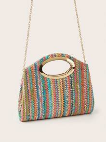 AIBBYDAR Women's Handbag Colorful Fashion Woven Tote Bag Holiday Beach Versatile Crossbody Bag Casual Minimalist Beach Vacation Essential - Multicolor - View 7