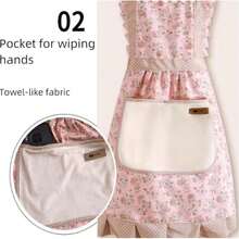 2pcs/1pc Floral Princess Apron With Adjustable H-Strap And Pocket, Suitable For Cooking, Baking And Restaurant Use, Pink And Beige Floral Pattern, Essential For Baking, Cute Apron, 2581 Sold - A - View 7