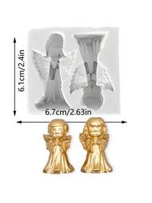 1pc 3D Angel Silicone Mold, Suitable For DIY Crafts: Great For Soap Making, Clay - Light Gray Male and Female Angel Molds - View 7