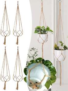 1/2/3 Peças Vaso de Jardim Trançado Criativo, Decoração de Parede Minimalista Feita à Mão de Corda de Linho para Uso Interno/Externo - multicolorido - Visão 12