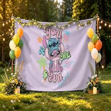 Disney Stitch & Angel Tapestry With "You & Me Forever" Themed Print No-Hole Backdrop, Perfect For Parties, Camping, Home Decor, Scene Setup And Gathering Displays - 0 - View 4