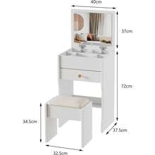 AYYDS Small Vanity Set With Visible Glass Top, 3 In 1 Makeup Table With Flip Up Mirror, Compact With 3 Drawers, Padded Tool Storage, Dressing Table For Bedroom, White - White - View 3