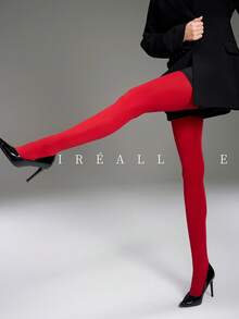 MOIRÉALLURE 1 par de medias básicas de unicolor adecuadas para la vida diaria - Rojo - Ver 4