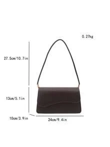 Modern enfärgad retro minimalistisk elegant axelväska - Kaffebrun - Visa 5