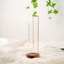 Euuztu Incense Holder Sticks, Anti-Ash Flying Incense With 30 Incense Sticks, Detachable Glass Ash Catcher (Wood, Brown) - 棕色發光 - 查看 5