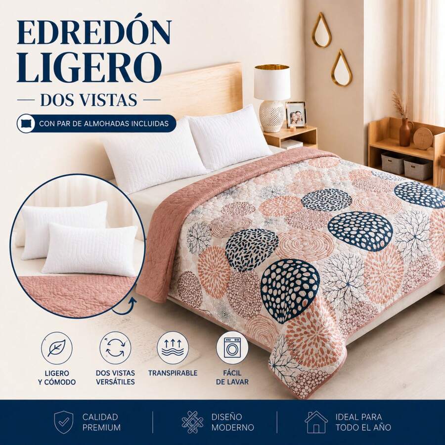 Novo Lightweight Reversible Comforter + 2 Free Pillows – Comfort And Style In One Combo BEAUTTY HOME - Veneto - View 1