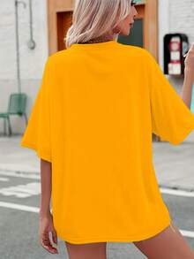 Camiseta Motivacional "Está Bien" para Mujer de Talla Grande - Negra con Estampado de Letras Blancas, Cuello Redondo, Estilo Casual Elegante, Lavable a Máquina, Comodidad para Todas las Temporadas, Ropa Versátil, Diseño Minimalista, Tela de Fácil Cuidado - Negro - Ver 6