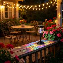 1pc LED Outdoor Yard Light, Solar Hollow Projection Table Lamp, Portable Solar Lamp Stand, Garden Decor Atmosphere Lighting, Halloween & Christmas Decoration Light - Colored Light - View 6