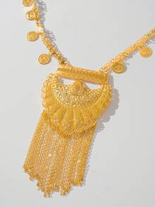 Herseygold 1 chiếc mặt dây chuyền hình trăng lưỡi liềm Trung Đông, dây chuyền tua rua mạ vàng, trang sức cưới Thổ Nhĩ Kỳ - Kurd, phụ kiện dành cho nữ trong các lễ hội cưới. - Vàng - Xem 3