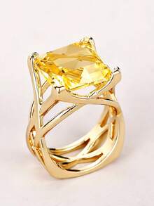 1pc Elegant Cubic Zirconia Ring, Suitable For Women, Ideal For Weddings, Engagements, Valentine's Day, Parties, And As A Gift - 12# - View 2