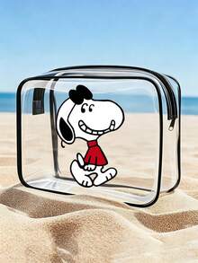 2 túi đựng đồ du lịch Snoopy dung tích lớn chất liệu PVC cao cấp, hộp đựng mỹ phẩm di động đạt chuẩn TSA, nhẹ, bền, thời trang, dùng cho gia đình và ngoài trời - màu đen - Xem 1