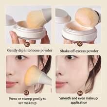 NOVO 5pcs/Set Makeup Brush And Puffs Set,2pcs Ultra-Soft Smudge Power Brush And 3pcs Air Cushion Puff With Box, Easy To Apply Makeup, Suitable For Foundation, Setting, Loose Powder, Contouring, Blush - Multicolor - View 5