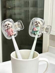 Set Kombinasi Portabel Sikat Gigi dan Tempat Sikat Gigi Motif Pasangan Anjing Marzis, Cocok untuk di Rumah dan Perjalanan, Kotak Penyimpanan Pelindung Sikat Gigi yang Lucu, Modis, dan Tahan Lama, Aksesori Perawatan Mulut Penting untuk Penyimpanan di Rumah dan Perjalanan, Hadiah Musim Kembali ke Sekolah - MultiWarna - View 8