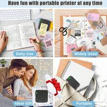 PRINHSJI Mini Printer, Portable Thermal Inkless Sticker Printer, Comes With 9 Rolls Of Paper, Suitable For Notes, Photos, Course Labels, To-Do Lists, Ideal Holiday Gift - Multicolor - View 13