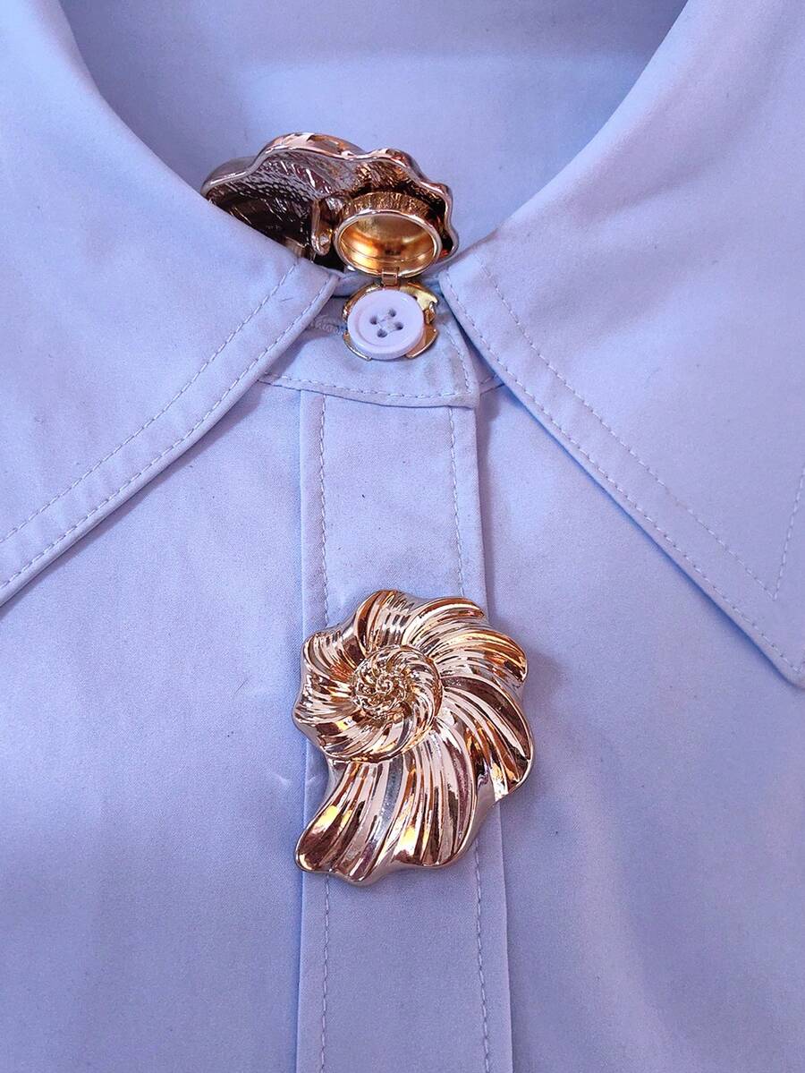 1件/2件裝貝殼鈕扣蓋,襯衫鈕扣夾扣式鈕扣蓋,時尚水晶袖扣蓋 - 金色 - 查看 1