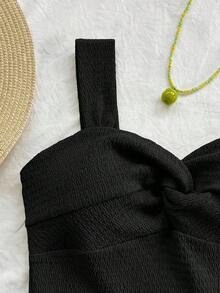 MEXSoleia Vestido midi de verano con estampado de rayas de contraste y abertura, estilo bohemio para mujerMEX KCSS - Negro - Ver 5