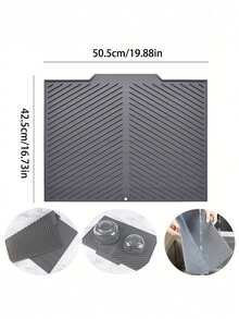 1 pieza Tapete de secado de platos de silicona plegable y resistente al calor, tapete de drenaje de cocina multifuncional, plegable, resistente a altas temperaturas, tapete de drenaje de cocina multifuncional, adecuado para vajilla y utensilios de cocina, tapete de cocina antideslizante adecuado para el lado del fregadero, natural e higiénico, esencial para tu hogar cálido de otoño/invierno y decoración de cocina navideña - Multicolor - Ver 15
