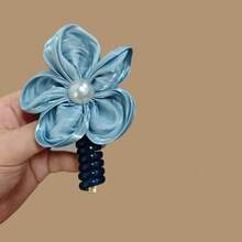 1PC Summer Atmosphere Long Telephone Cord Hair Tie With Large Flowers, Ponytail Straight Strand Rope Elegant New High-End Braiding Accessory - Multicolor - View 9