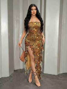 Women Midi Dresses - Coklat - View 5