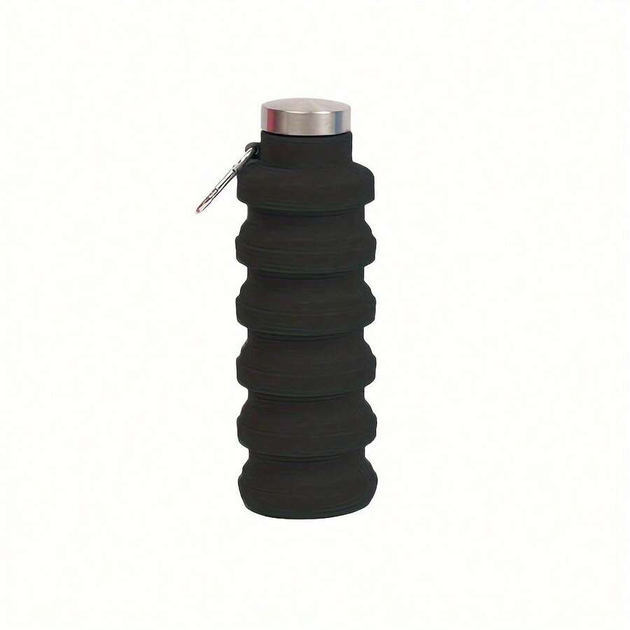 1pc Portable Folding Cup, Collapsible Silicone Water Cup, Reuseable 16oz, Lightweight Leakproof Portable Travel Water Bottles For Traveling Camping Hiking Sports Outdoors - Black 1pcs - View 1