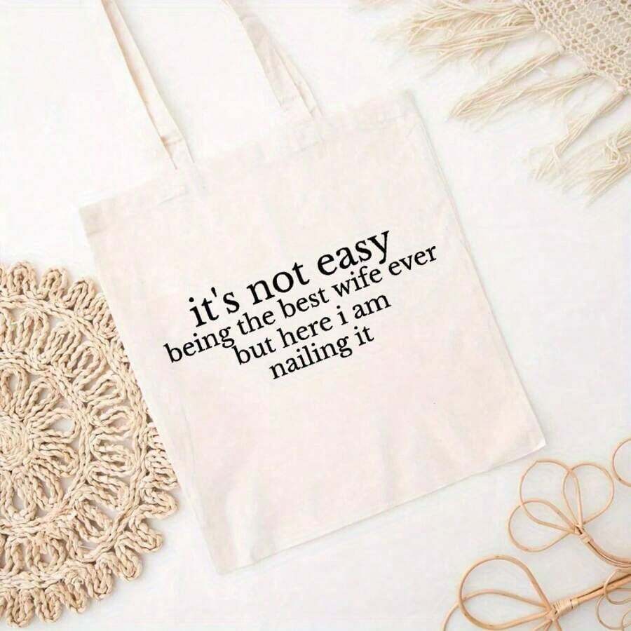 Free Shipping, Local Delivery In Mexico, 4-Day Delivery. Funny Canvas Bag For Women. Being The Best Wife Isn't Easy, But I Did It - Durable, Machine Washable, Casual Shoulder Bag Suitable For Everyday Use, Shopping, And Running Errands. - 棕色 - 查看 1