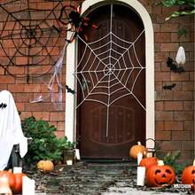 2pcs Spider Web Halloween Decorations, Outdoor Scary Haunted House Wall Decor Suitable For Halloween Party Hanging Decoration - Multicolor - View 4