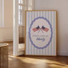1pc Frameless American Style Wall Art, Rustic Patriotic Decor Preppy American Flag Print, Dorm Room Party Decoration Best Gift, Back To School, Room Decor Bedroom, Funkyposters - American Flag - View 4