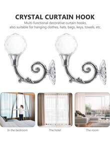 2pcs Crystal Ball Decor Curtain Hook Gifts Birthday Graduation - Silver - View 9