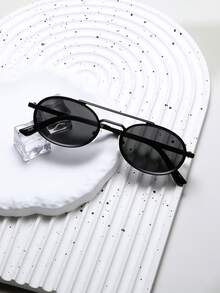 1 đôi kính râm unisex hình bầu dục, kiểu dáng cầu đôi, thích hợp cho nữ đi biển, nam phong cách đường phố cổ điển thường ngày. - Nhiều màu - Xem 3