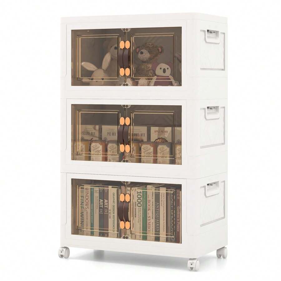 Shoe Cabinet Storage Box With Lid And Magnetic Door - 3-pack 130L - View 1