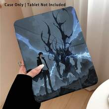 Cartoon Character And Silhouette Pattern Painted Effect Acrylic Crystal Tablet Protective Case, With Stand, Compatible With Honor/Apple/ And Other Popular Tablet Models, Foldable Anti-Bending, Silicone Reinforced Corners, Auto Wake/Sleep Function, Built-In Pen Slot, Multi-Angle Foldable Stand - Multicolor - View 1