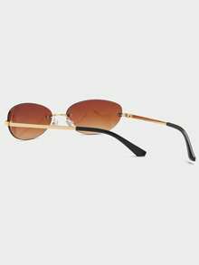 1 Pair Women's Brown Rimless Metal Leg Retro Personalized Fashion Glasses Suitable For Daily Wear - Brown - View 5