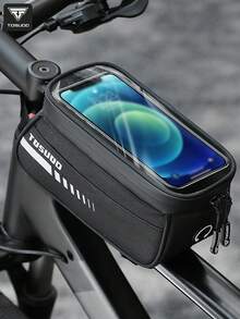 TOSUOD Bicycle Front Frame Bag, Mountain Bike Top Tube Phone Storage Front Hanging Bag, Multi-Layer Large Capacity Storage, Can Hold Phone, Tire Repair Tools, Cycling Small Items, Fits Frame Without Rubbing Legs, Waterproof And Wear-Resistant, Secure Installation, Mountain And Road Bike Outdoor Cycling Storage Equipment Accessories - Multicolor - View 2