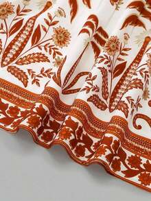 MEXGlowEve Vestido de tirantes finos con estampado y cintura anudada en forma de A para mujer, encantador, sexy y elegante para el uso diario, vacaciones, citas de moda, estilo callejero francés retro y versátil, /verano, nuevo vestido largo sin mangas de tirantes finos en azul y blancoMEX DPWJ - Color caoba - Ver 5