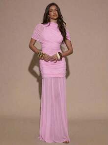 Women Midi Dresses - Merah Muda Pucat - View 3