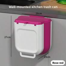1 pieza Cubo de basura montado en la pared con tapa abatible, cubo de basura de cocina montado en la pared, diseño sin necesidad de doblarse, viene con tapa sellada para evitar olores, ahorra espacio, adecuado para apartamentos pequeños. Disponible en 2 colores, fácil instalación, resistente al agua y a la suciedad, mantiene la cocina limpia e higiénica. - Multicolor - Ver 10
