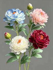 1pc High Quality Vintage Peony Artificial Flower, Home Decor Ornament, Wedding Aisle Flower Party Packs,Room,Home,Wall,Bathroom,Bedroom,Room Decoration Stuff,Desk Accessories,Wedding Items,Wedding,Living Room,Office,Kitchen,Party Favors,Bridesmaid Gi - Multicolor - View 17