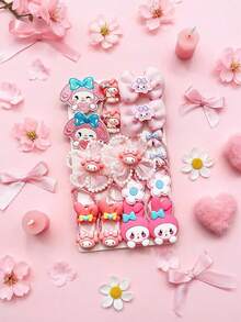 Miniso 18件套蝴蝶结发圈套装，方便实用，易于使用，是女性和成人日常必备的发饰，适合工作、旅行、聚会等场合，也是馈赠佳品。套装包含马尾辫发圈和发带。 - 樣式4 - 查看 4