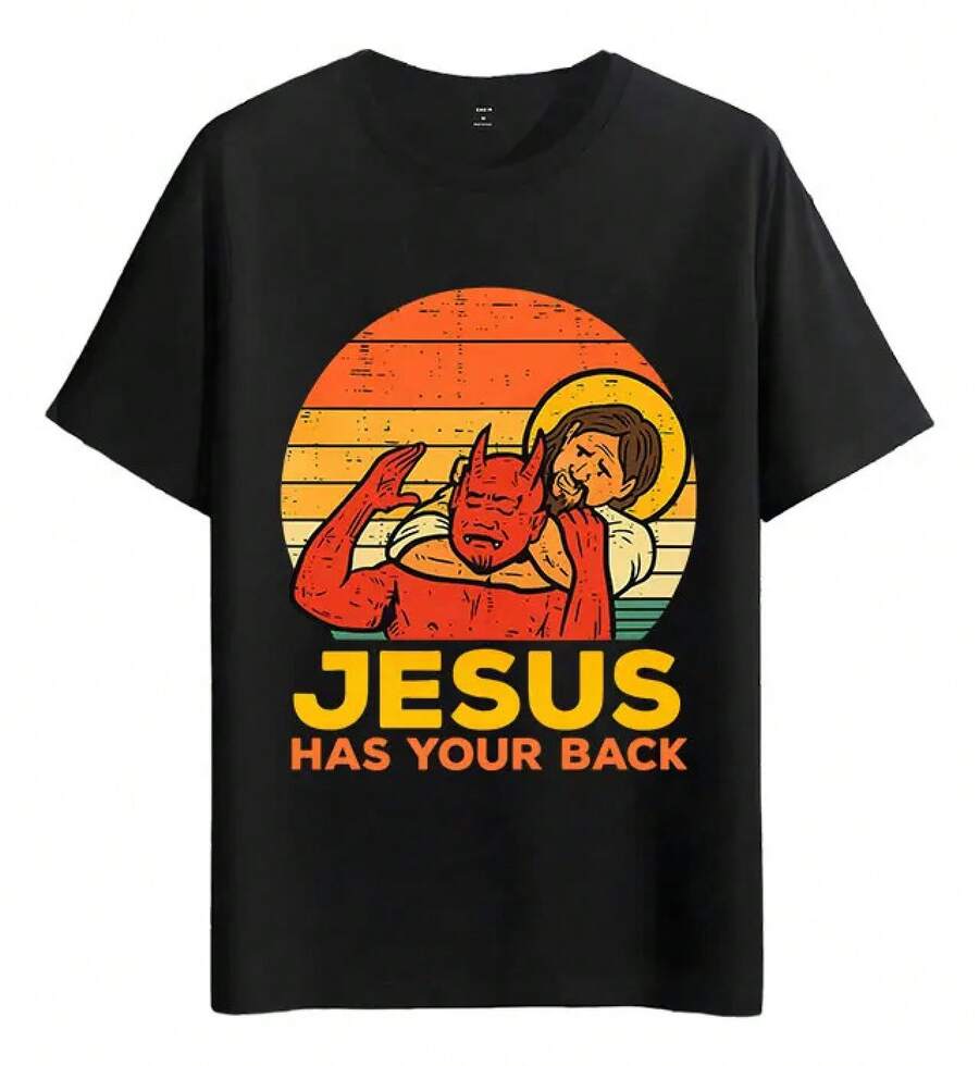 Tshirt Muscle Freaks Jesus Devil Estilo Religioso Retro - Negro - Ver 1